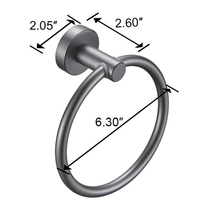 Corrosion and rust resistant wall mounted bathroom towel ring, Gray