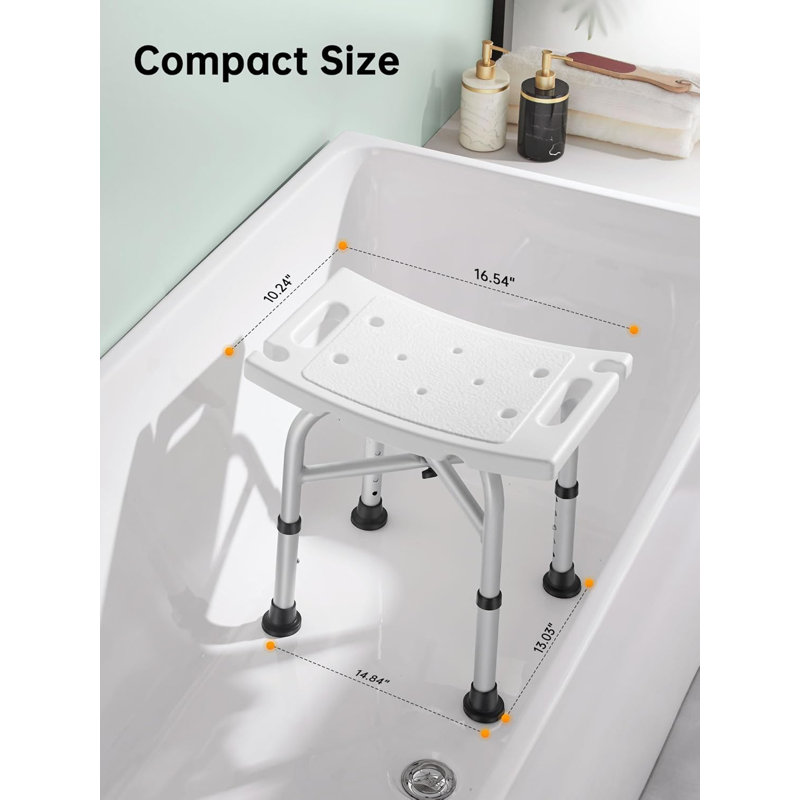 HOMCOM Adjustable Shower Stool With Foot Pads For Elderly Disabled Purple - View #5