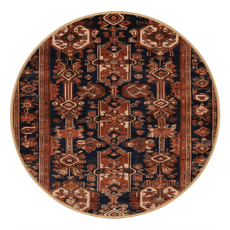 Machine Washable Persian Brown Area Rug, Round 6'