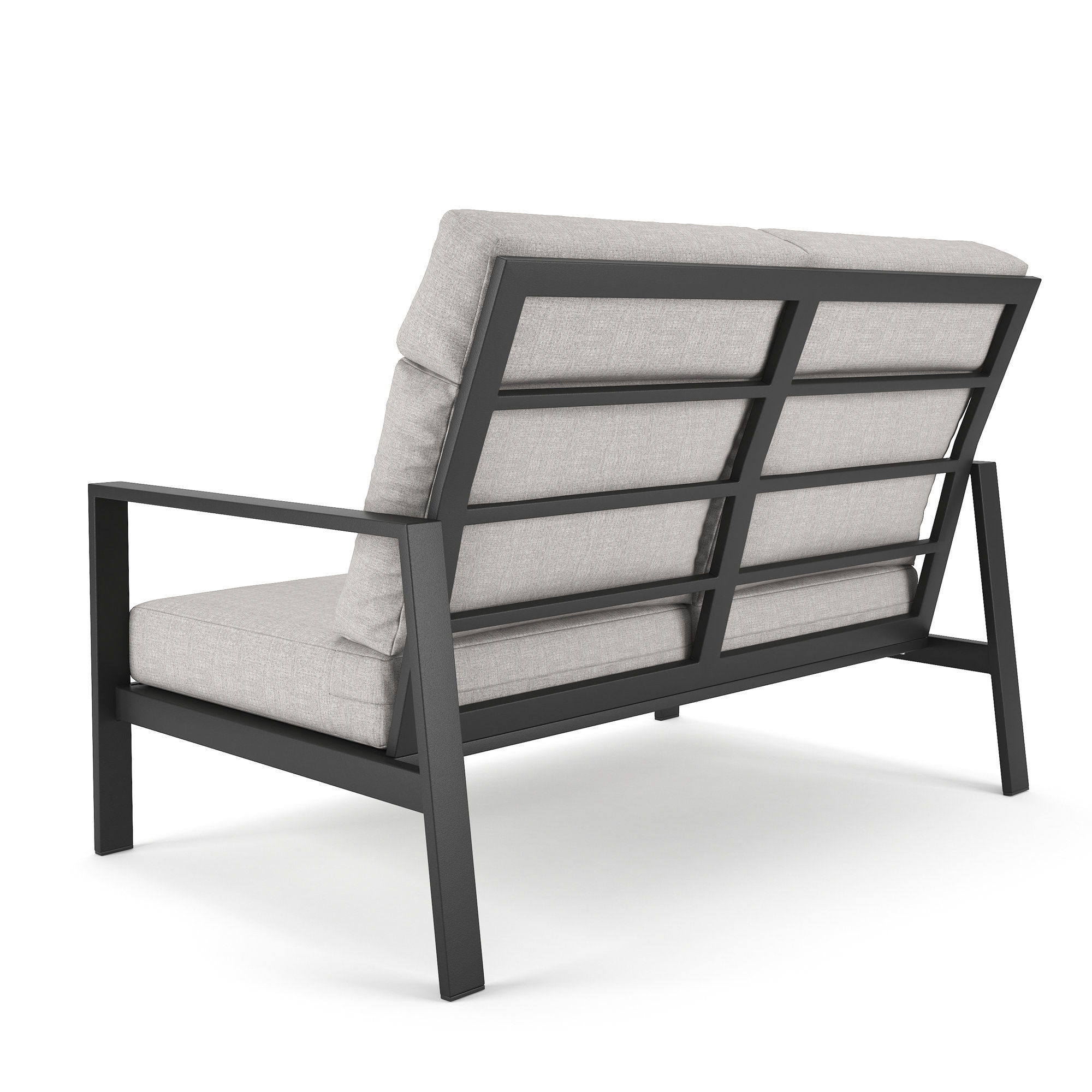 Townsend Metal Outdoor Loveseat With Sunbrella Cushion, Canvas Granite