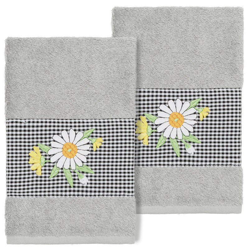 DAISY 100% Turkish Cotton Hand Towel, Light Gray