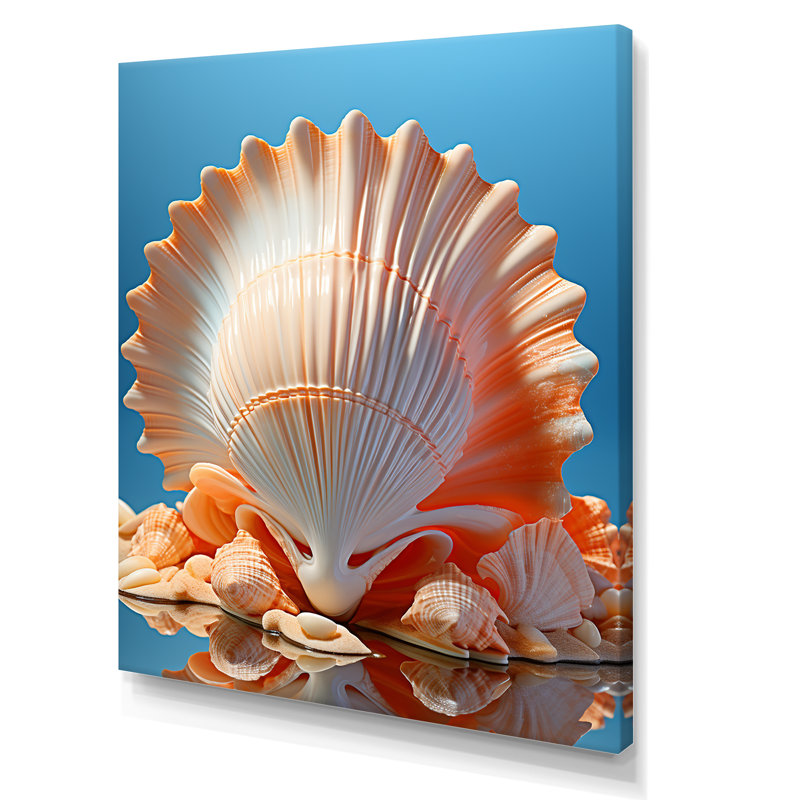 Coquilles opulentes symboliques sur toile, Toile tendue, H 44 po x l 34 po
