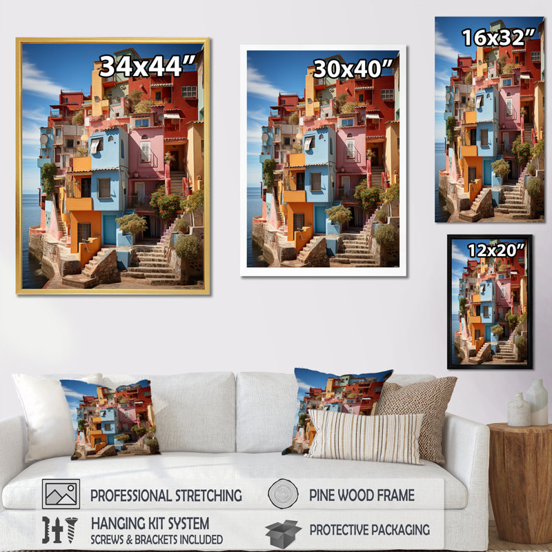 Madielyn Colorful Mexico Colorful Casas This VIII - reproduction, H 40 po x l 30 po x P 1,5 po, Cadre photo blanc