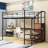 Metal Loft Bed With LED Lighting, Built-In Desk,Staircase, And Wardrobe-502998907-502998910