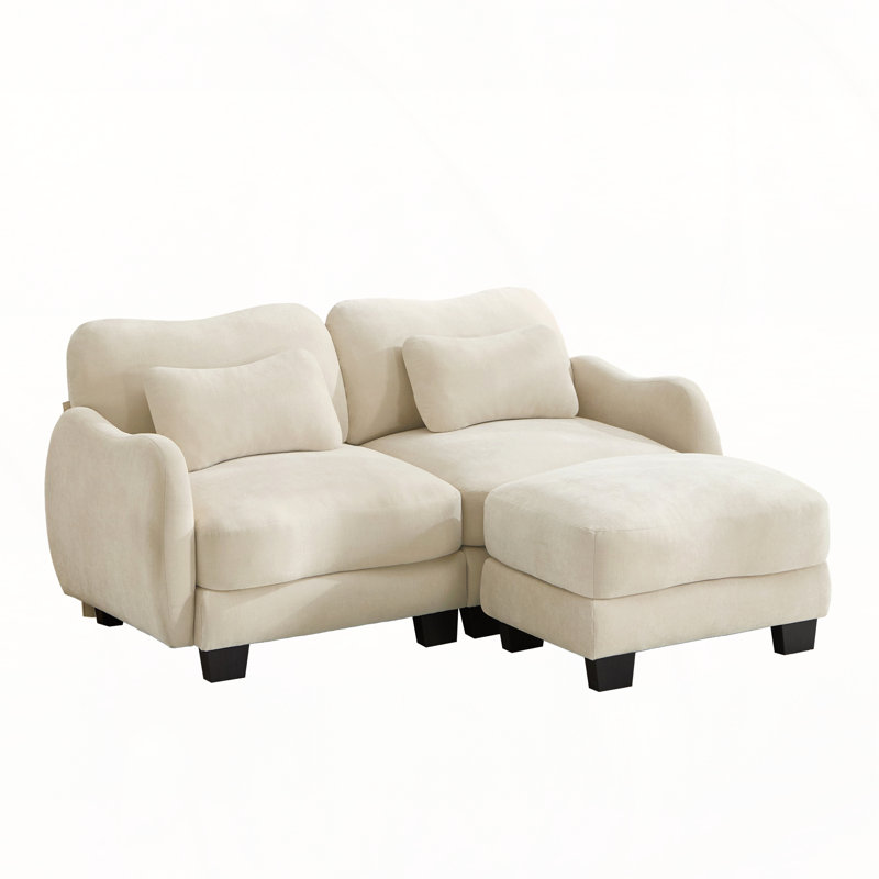 Canapé en chenille avec coussin lombaire, 70.8" W
