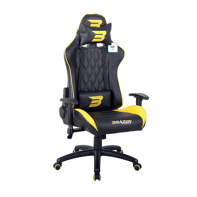 BraZen Phantom Elite Ergonomic Gaming Chair, Black/Yellow