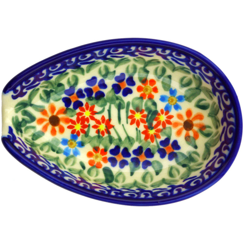 Blissful Daisy Ceramic / Porcelain Oval Spoon Rest