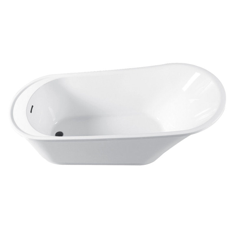 Kingston Brass Aqua Eden 59-Inch Acrylic Oval Single Slipper Freestanding Tub with Drain