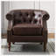 Chaise d'appoint capitonnée en similicuir brun avec garniture cloutée