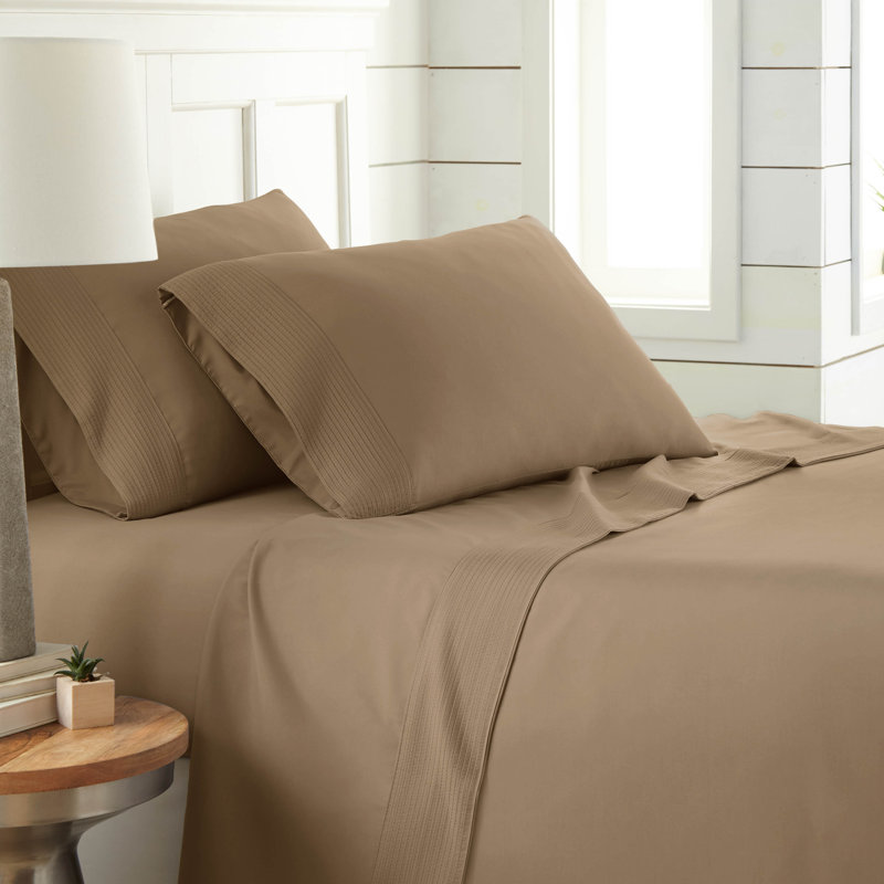 Southshore Fine Linens Vilano Extra Deep Pocket Pleated Sheet Set, Double-Brushed Microfiber 21-Inch Deep Pocket Sheets with Pleated Hem, 1 Pillowcase, Twin, Taupe