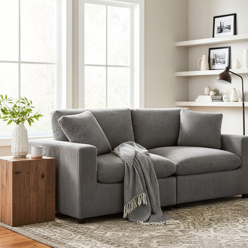 Canapé modulaire 2 pièces pour le salon, ultra-confortable et polyvalent avec tissu facile à nettoyer et housses de coussin amovibles