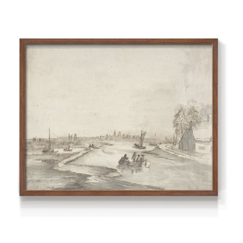 Croquis rétro - XXI - Reproduction encadrée - Restickable, H 16 po x l 20 po, Noyer
