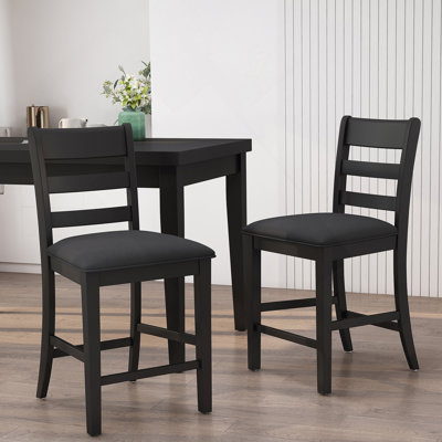 Ensemble de 2 chaises de comptoir en bois rembourrées Farmhouse