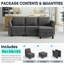 Canapé modulaire modulaire de 85 po Vumece, canapé en L 3 places avec repose-pieds avec rangement, canapé modulaire confortable pour le salon et le bureau personnel, gris