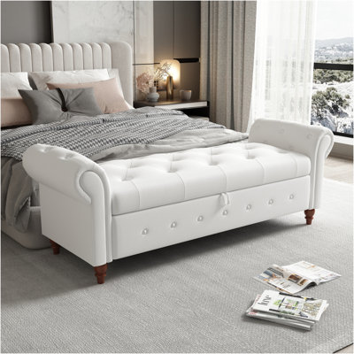 Daira Upholstered Storage Bench, 63" Bed Bench