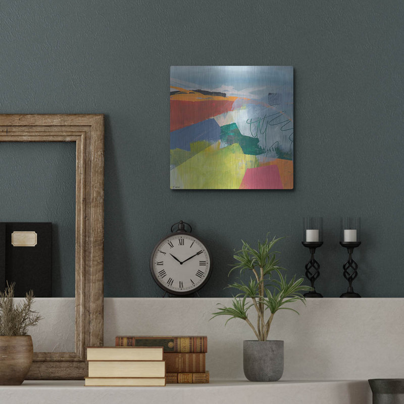 Art mural en métal Lark Manor ™ «Vague Impression» par Jan Weiss, H 12 po x l 12 po