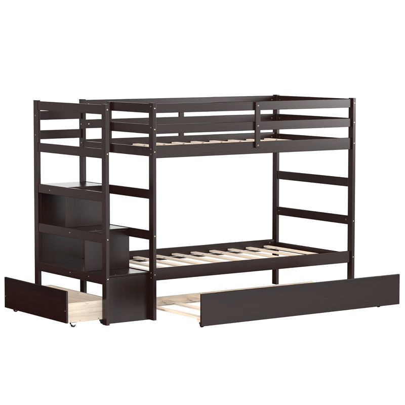 Edele Kids Twin Over Twin Bunk Bed, Espresso