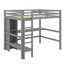 Full-Size Wooden High Loft Bed With Under-Bed Workstation & Versatile Shelving Units-649224094
