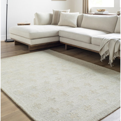 Tapis rectangulaire en laine touffeté à la main ivoire Niara