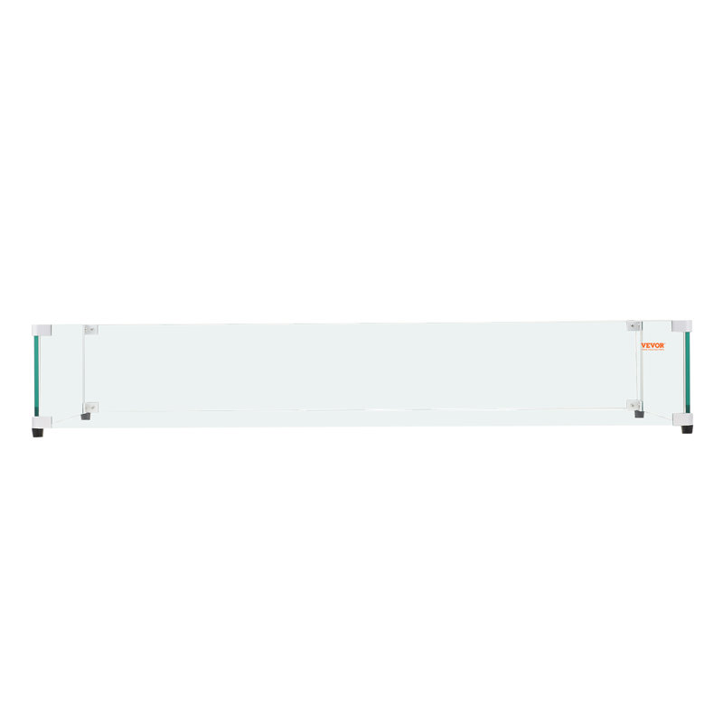 Rectangular Clear Glass Fire Pit Wind Guard Set