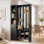 Cloison 70 po x 70,87 po avec banc et portemanteau, cloison autoportante en bois, noir