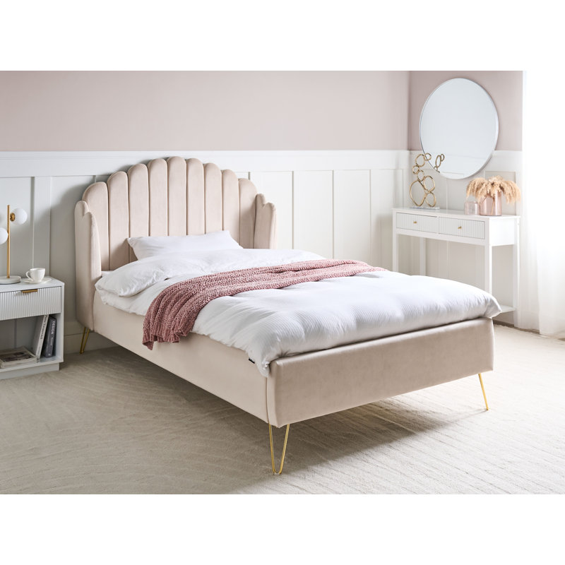Ambillou Upholstered Bed, Light Beige