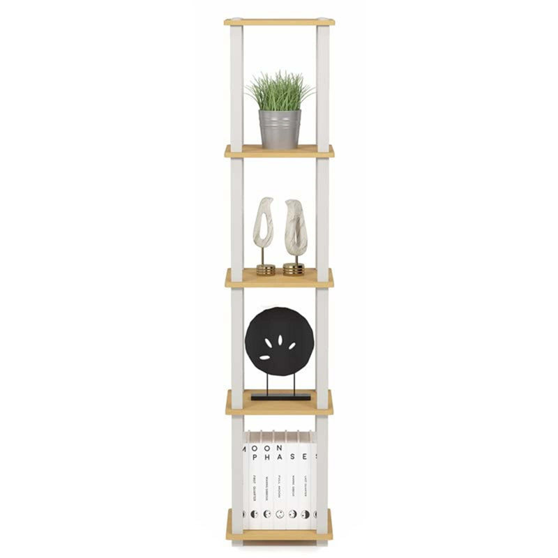 Delyth Etagere Bookcase, Beech/White Square Tube