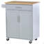 Îlot de cuisine avec chariot, tiroir, armoire de rangement et porte-serviettes, gris