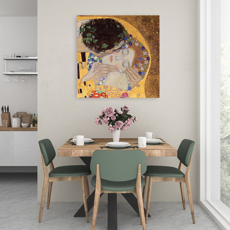 Le Baiser, estampe d'art mural abstrait contemporain de 1907-1908, H 36 po x l 36 po