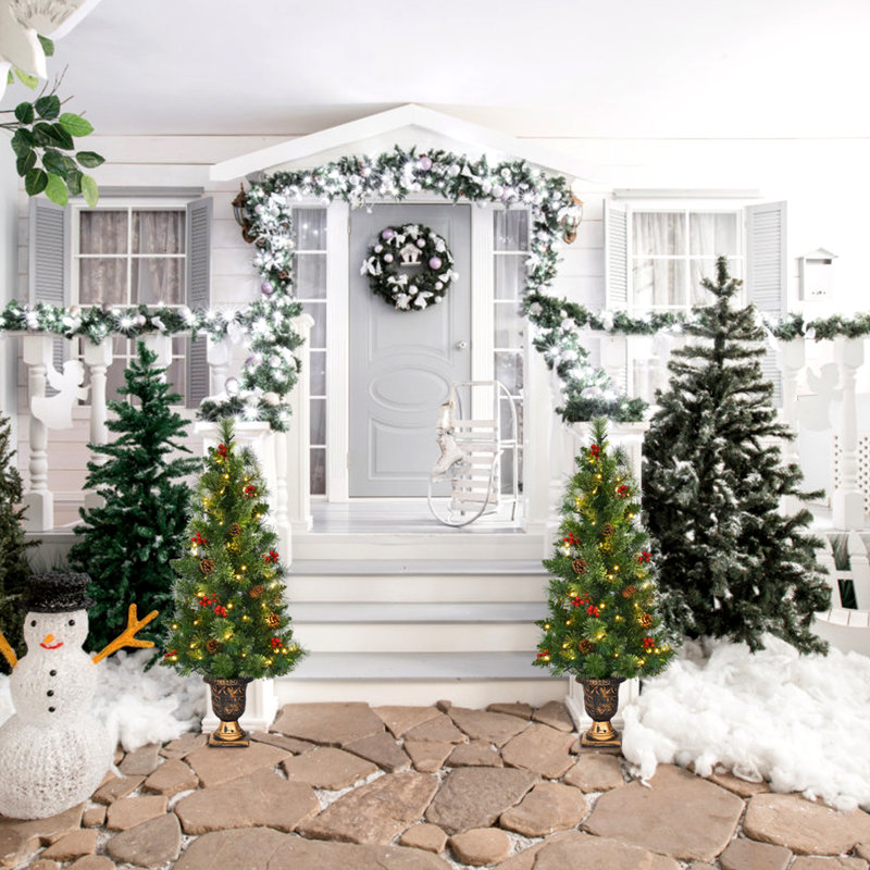 Sapin de Noël artificiel vert avec 40 lumières blanches, 48
