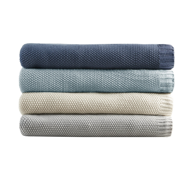 Full Size Light Blue Knitted Acrylic Blanket