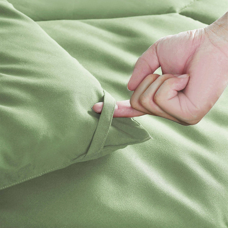 8 PCS Modern Comforter Set with Sheets All Season Bed in a Bag, King Comforter + 7 Additional Pieces, Sage