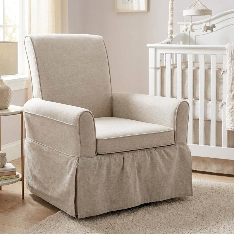 Chaise berçante pivotante 30 po en mélange de coton beige