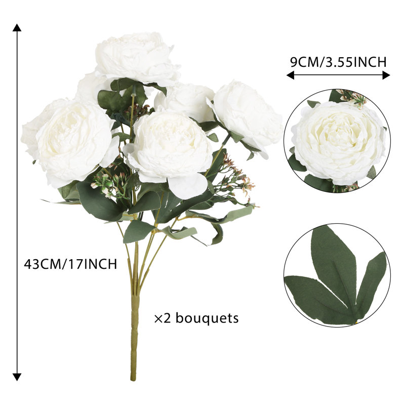 Arrangement floral bouquet de pivoines rétro, Blanc