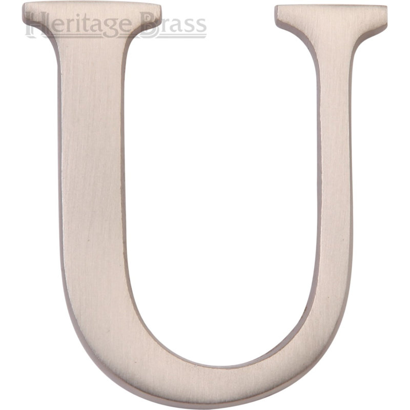 Heritage Brass Heritage Alphabet Rear Fix 5.1cm (2"), U, Satin Nickel