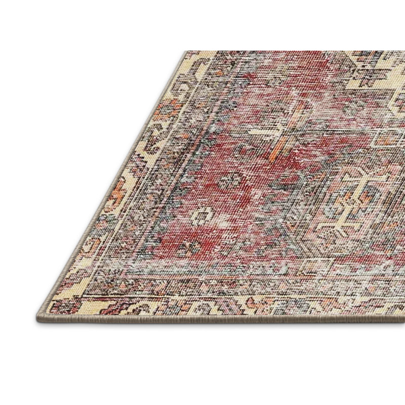 Tapis traditionnel rouge / beige Mickleson, Rectangle 5 pi x 7 pi