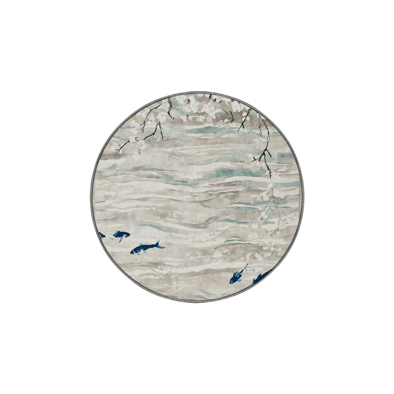 Tapis gris lavable à la machine, Rond 7 pi