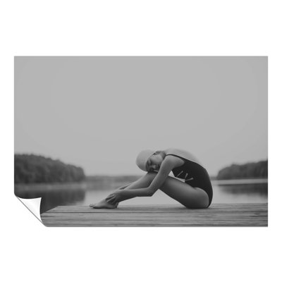Girl Swimmer At The Lake Bridge - No Frame Print