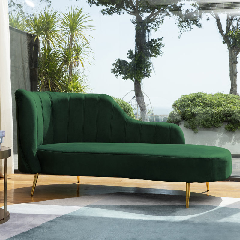 Chaise longue à accoudoirs roulés gauche Chiverton, Vert