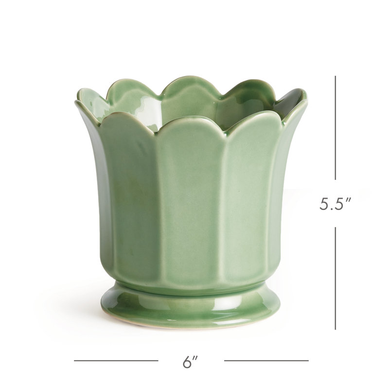 Conservatory Ceramic Pot Planter, 5.51" H x 6.1" W x 6.1" D, Green