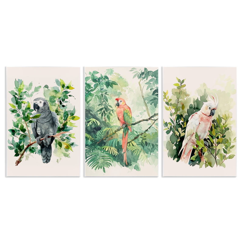 Ensemble de 3 plaques murales tropicales dans la jungle par LSR Design Studio, H 15 po x l 10 po