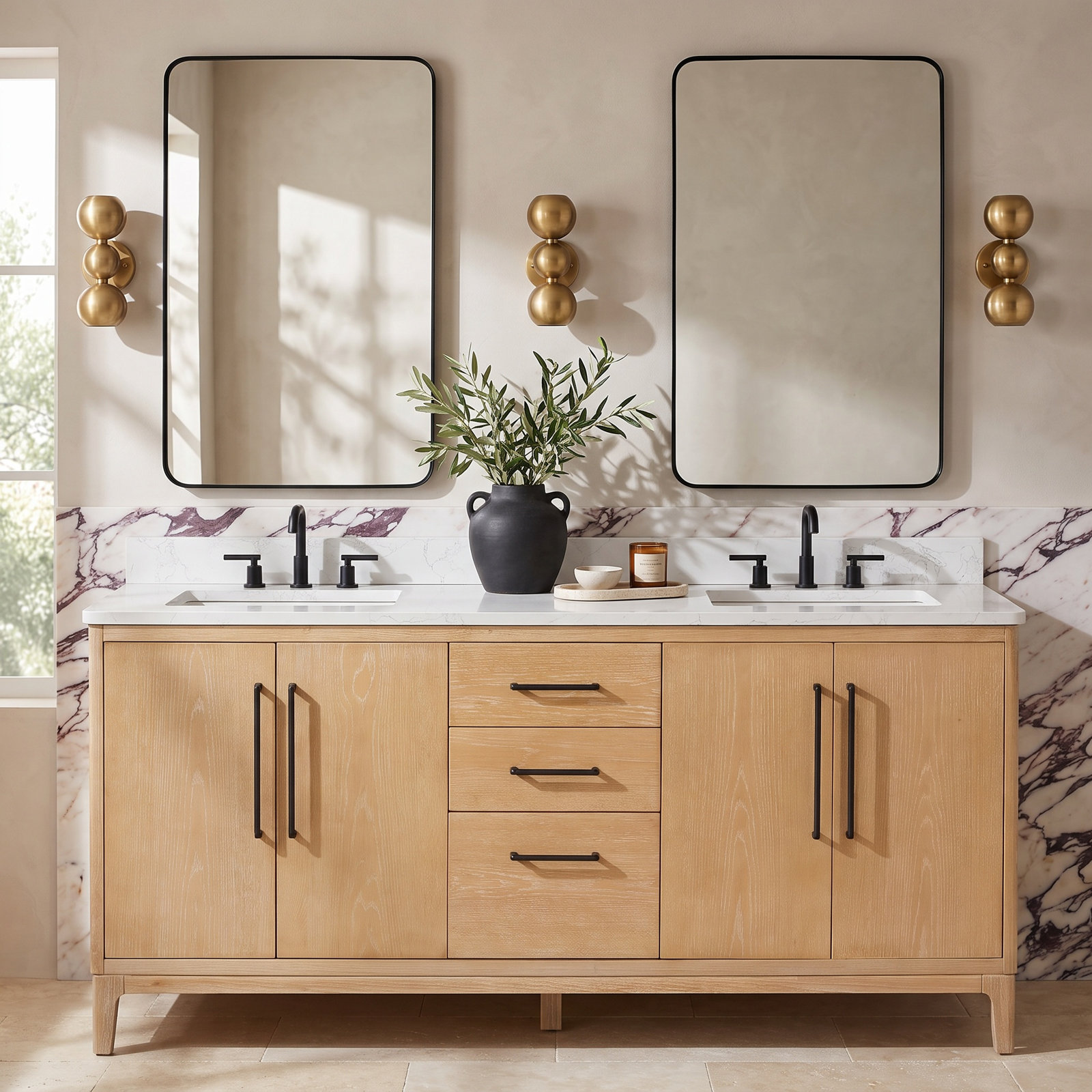 Langosta 72" Pine Double Bathroom Vanity, Washed Ash Gray