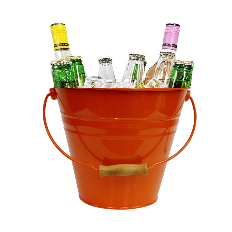 Seau pour baignoire en acier émaillé, P 12 po x H 11 po, tangerine