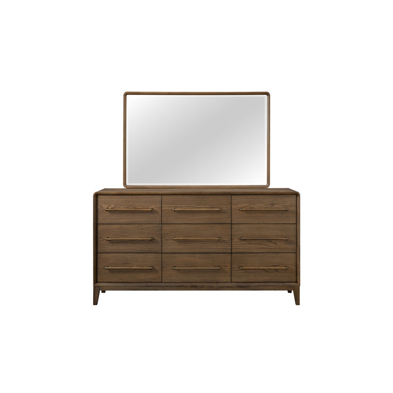 Élégante commode à 9 tiroirs avec beaucoup de rangement, parfaite pour organiser et rehausser n'importe quelle chambre à coucher ou espace de vie.