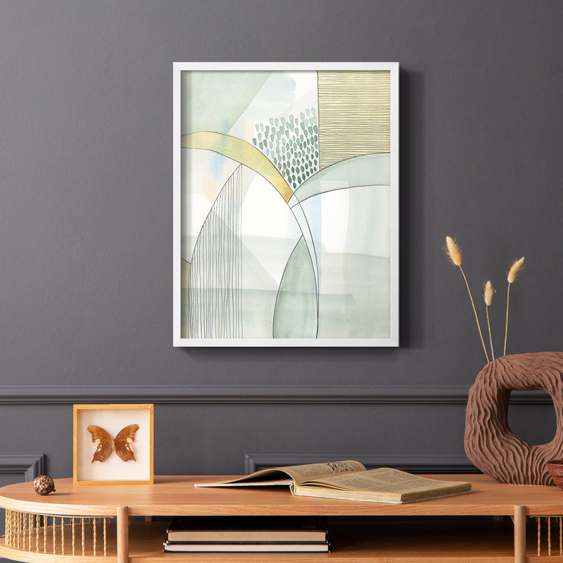 Mint Reflection I Framed Print - Solid Wood, White, 20" H x 16" W