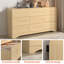 Commode en bois à 9 tiroirs pour chambre à coucher, largeur de 160 cm, chêne, avec un design aux lignes courbes.-375718231