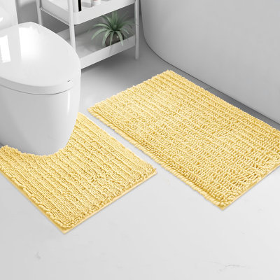 Ensemble de 2 tapis de salle de bain en chenille moelleux et moelleux