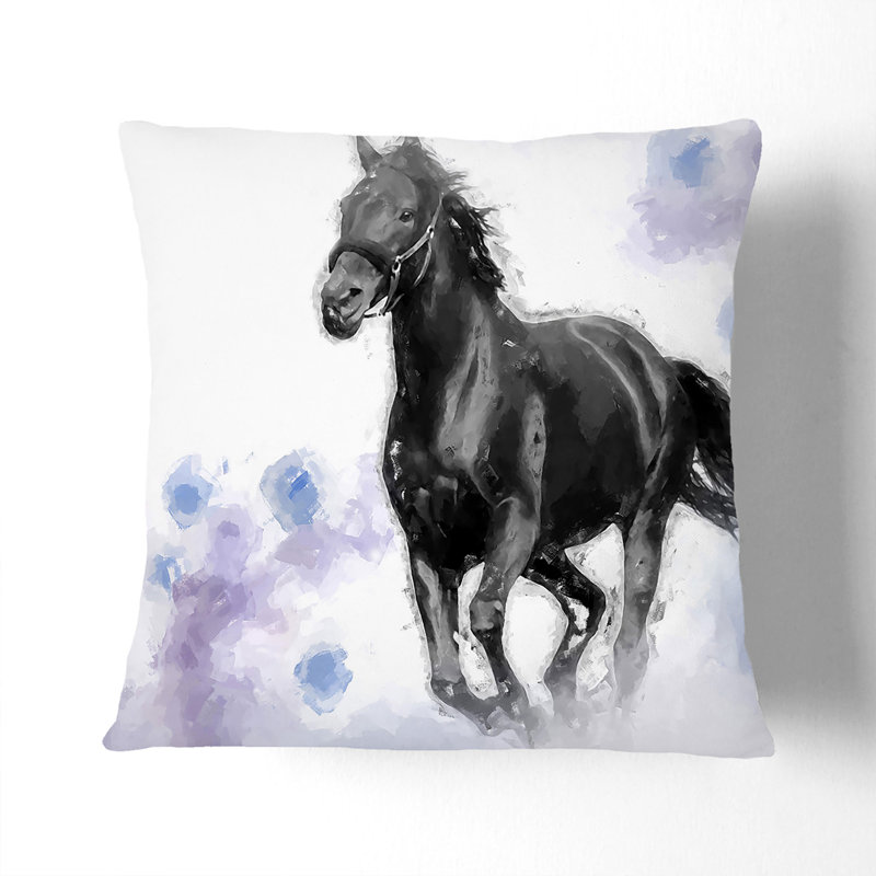 Wild Horse Cushion with Filling, 40cm H x 40cm W x 15cm D, Stone
