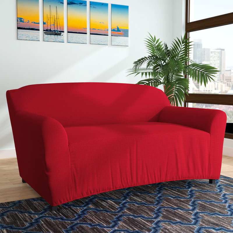 Housse pour causeuse à coussins carrés, Bourgogne, H 27,5 po x l 47,24 po x P 96,5 po