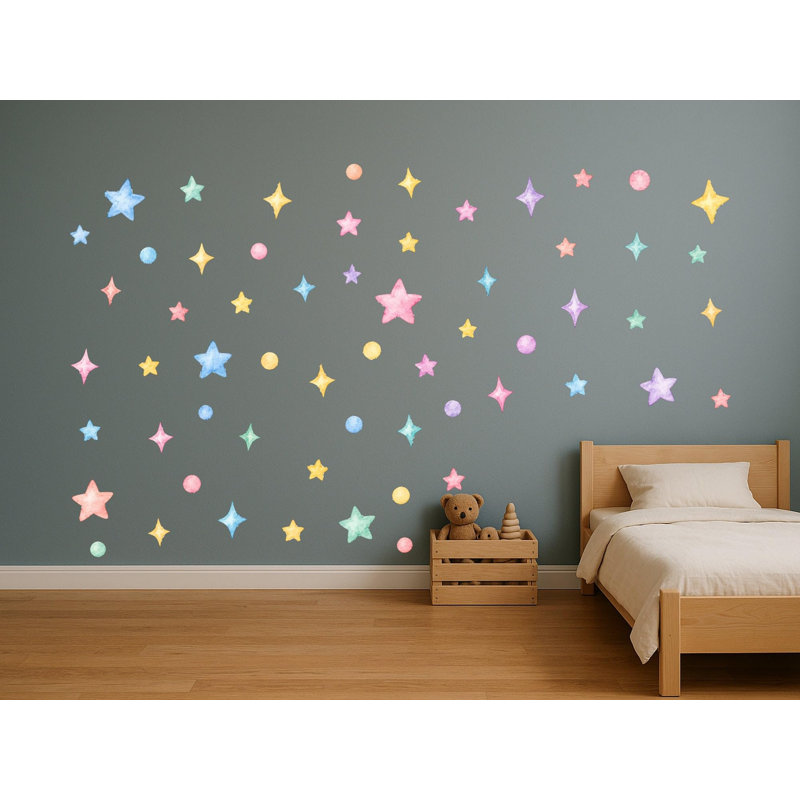 Starlight Sprinkle Wall Decals, Set of 60 Peel and Stick Nursery Wall Stickers, Satin Finish Removable Kids Room Wall Art, 20"W x 20"H (50 x 50 cm)